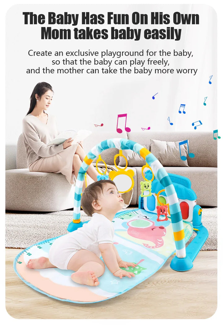 Baby Fitness Stand Music Play Gym Activity Toys Newborn Piano Crawling Blanket Pedal Game Pad Early Education 0-36 Months Gifts.