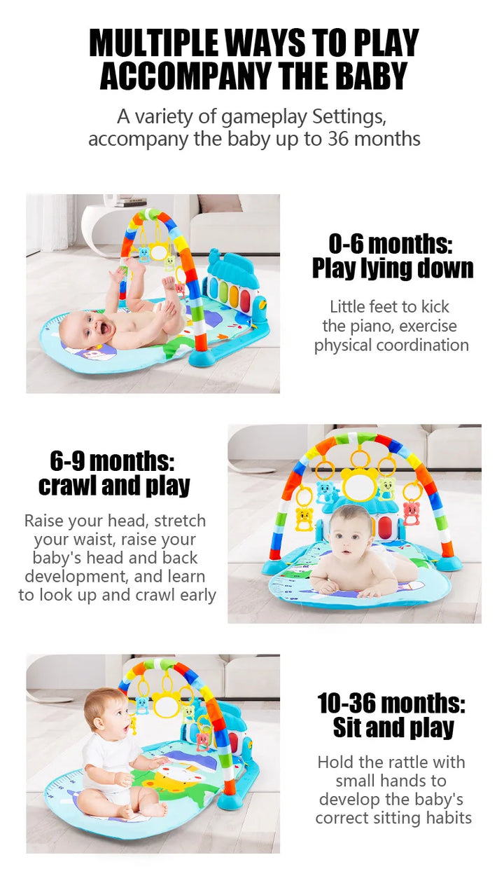 Baby Fitness Stand Music Play Gym Activity Toys Newborn Piano Crawling Blanket Pedal Game Pad Early Education 0-36 Months Gifts.