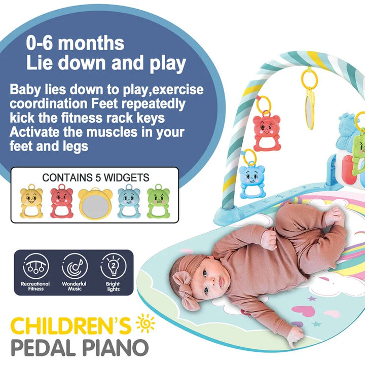 Baby Fitness Stand Music Play Gym Activity Toys Newborn Piano Crawling Blanket Pedal Game Pad Early Education 0-36 Months Gifts.